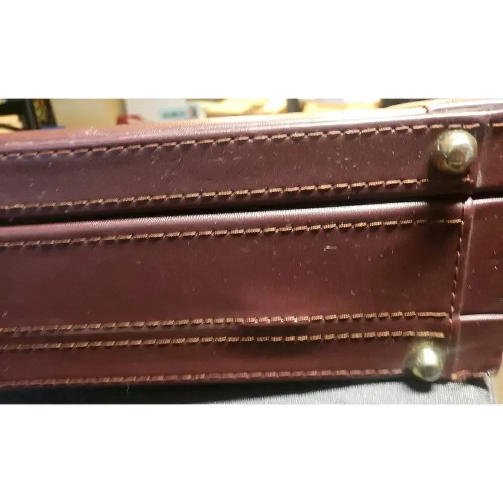Fu Serng Leather Combination Lock Attache Briefcase Case Burgundy Vintage